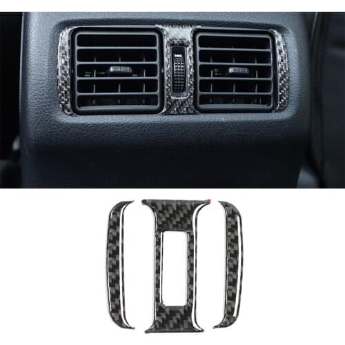 For Toyota 4Runner 2010-2019 2020 2021 Rear Tuyere Switch Decoration Stickers Car Interior Accessory Real Black Carbon Fiber