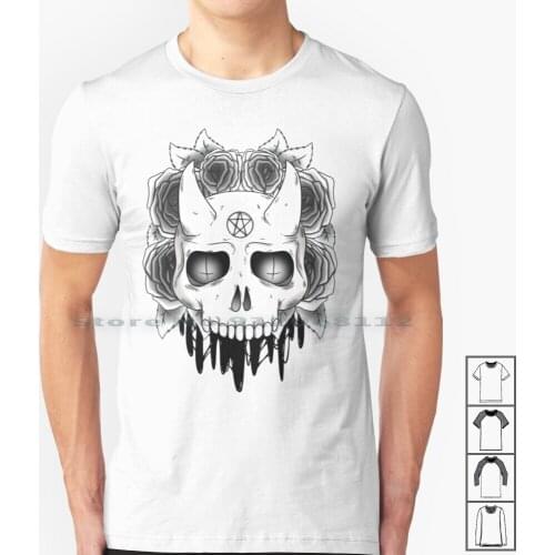 Demonic Skull T Shirt 100% Cotton Skull Skulls Demon Demonic Rose Roses
