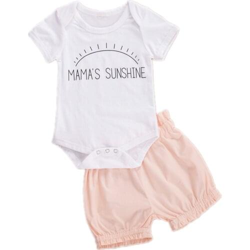 0-24M Newborn Kid baby Girl Clothes set Casual Body Top short set Elegant Cute Sweet Letter Print Summer Outfit
