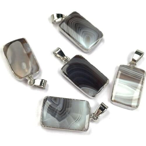 Natural Stone agates Pendant Rectangular shape Exquisite Pendants charms for Jewelry making DIY Necklaces Accessories 12x26mm
