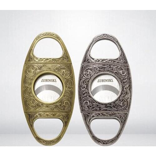 LUBINSKI High-end Metal Vintage Flower Pattern Sharp Cigar Cigarette Cutter Scissor Portable Sigaar Tobacco Tool For Cohiba