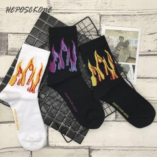 Fashion Harajuku Art Color Unisex Short Socks Hip Hop Streets Trend Funny Contrast Flames Blaze Power Hot Sox Chaussette Homme