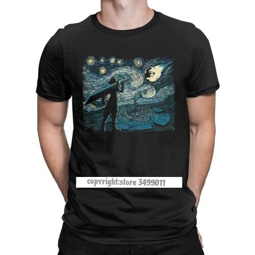 Men Starry Fantasy Van Gogh Final Fantasy T Shirts Portrait Vincent Art Game Cotton Funny Fitness Tees Tshirts