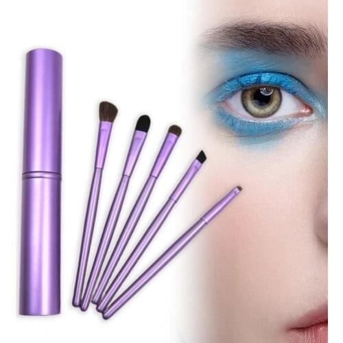 Makeup Brush Set Portable Grisp Comfortable Aluminum Tube 5-Piece Eyeliner Eyeshadow Make Up Brushes Set for Beauty