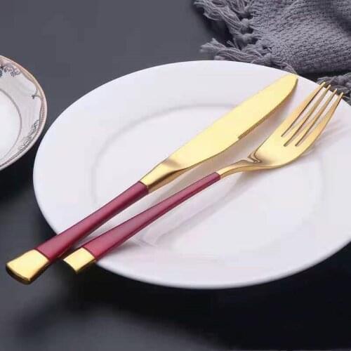 New 304 Stainless Steel Western Cutlery Gold Black Steak Knife Fork Thick Steel High-end Hotel Household Tableware
