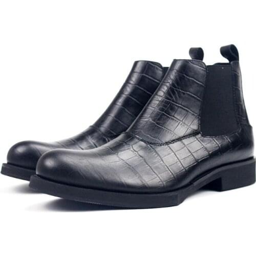 New fashion casual men ankle boots classics solid black men shoes mens boots handmade genuine leather chelsea boots