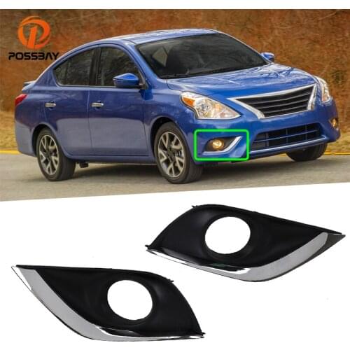 POSSBAY Car Front Fog Light Lamp Cover Fit for Nissan Versa Sedan(B17) 2015 2016 2017 2018 Facelift Auto Front Lower Bumper