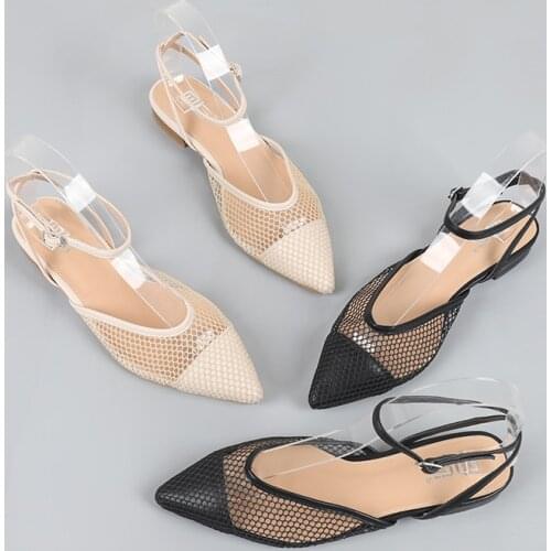 European and American casual pointed toe flat hollow breathable mesh hollow fashion flat heel women sandals