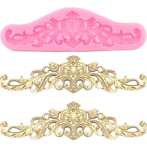 Baroque Leaves Relief Silicone Mold Wedding Lace Cake Border Fondant Molds Cake Decorating Tools Candy Chocolate Gumpaste Moulds