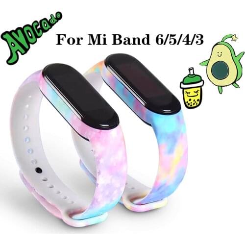 Colors Strap For Xiaomi Mi Band 6 5 4 3 Strap Silicone Wristband Replacement TPU Cartoon Strap For Xiaomi Mi Band 5 band6 Strap