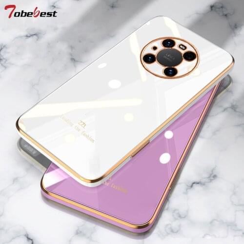 Luxury Plating Soft Silicone Case For Huawei Mate 40 30 Pro Coque Camera protective Straight edge Back Cover