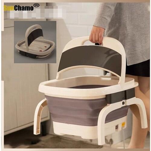 Remote Control Folding Foot Bath, Automatic Compression and Heating Foot Bath Foot Massage Red Light Sterilization Foot Bath