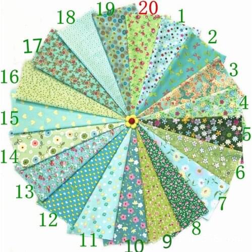 Mixed 20design green flower Printed Cotton Fabric for Handmade Sewing Material Patchwork Curtain Needlework DIY craft 20*30cm