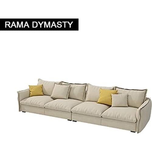 Modern style small apartment latex sofa simple living room light luxury washed cotton and linen sofa combination