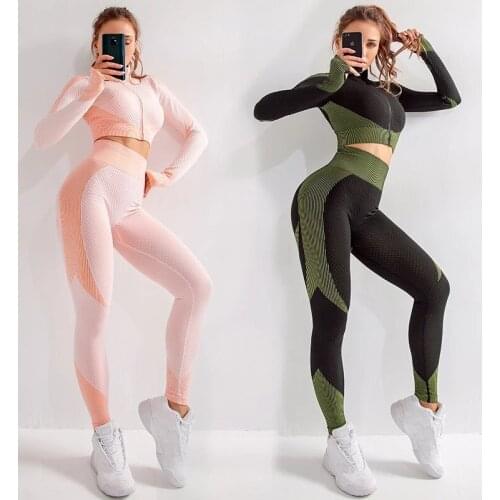 Seamless Women Yoga Sets Female Sport Gym Suits Wear Running Clothes Women Fitness Sport Gym Set Women Long Sleeve Yoga Clothing