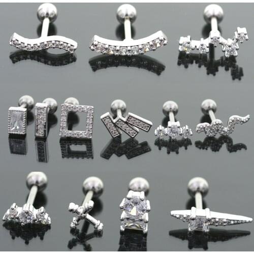 Starose 1pc 18G Rod Crystal Star Cross Ear Piercing Stud Helix Piercing Tragus Cartilage Lobe Snake Earrings Nose Rings Jewelry