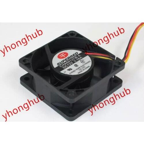 SUPERRED CHA6012CB-A DC 12V 0.16A 3-Wire 60x60x25mm Server Cooling Fan