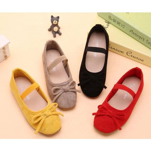 Princess Girls Flat Shoes Breathable Soft Cloth Dress Shoes for Party Dance Slip-on Baby Black Red Casual Moccasin Size 23-36