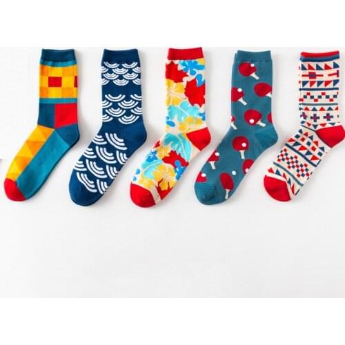 Unisex Kawaii Cartoon British Funny Socks Women for Spring Autumn Winter Casual Flower Woman Socks Cotton 51701