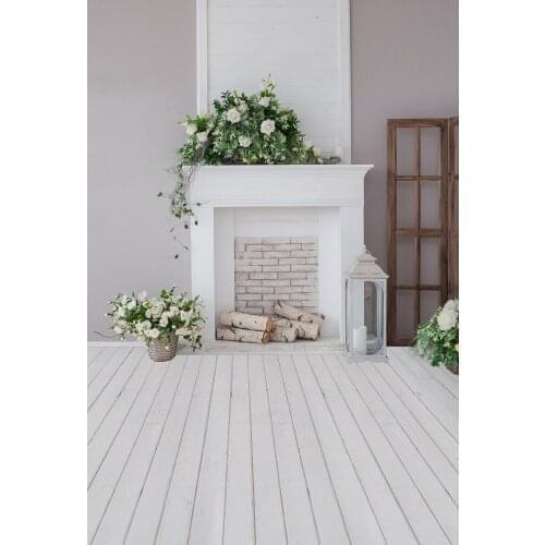 Photography Background Spring Landscape Banner Baby Kids Portrait Indoor Fireplace White Wood Floor Photo Studio Booth Wallpaper