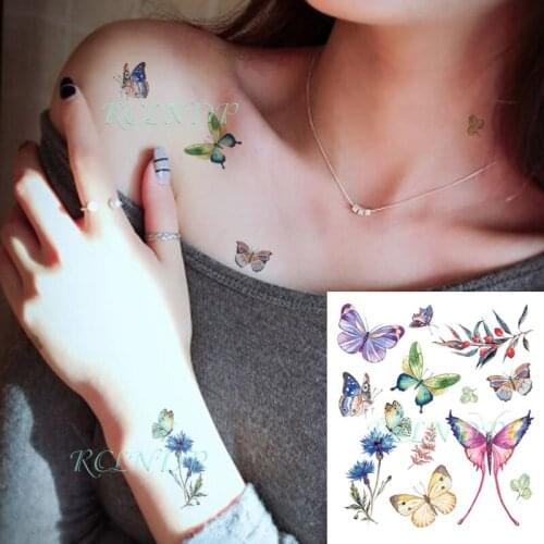 Waterproof Temporary Tattoo Sticker Color Butterfly Fruit Flower Fake Tatoo Flash Tatto Hand Arm Leg Body Art for Kids Women Men