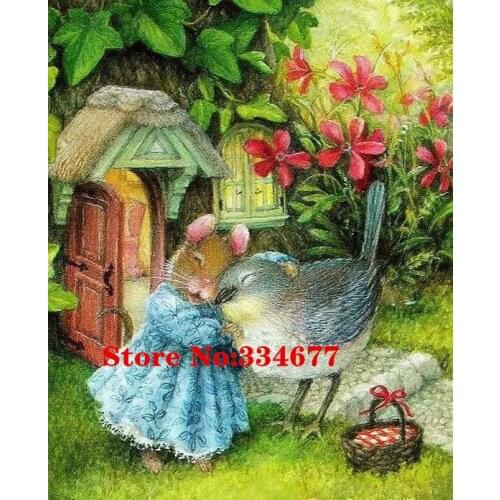 Rabbit and Bird Animals -Counted Cross Stitch Kits Needlework Embroidery Crafts 14ct Unprinted DIY Arts Handmade Home Decor