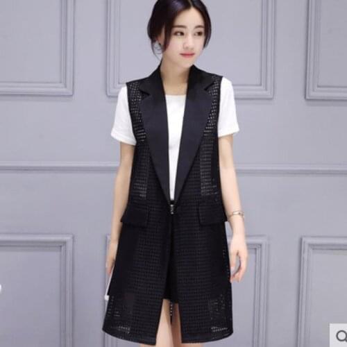 Brief OL Solid Hidden Breasted Long Women Suits Blazer feminino jacket Ladies Plus Size Hollow Business Blaser mujer coat