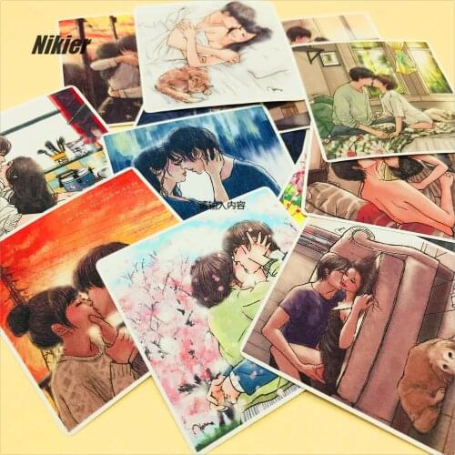 12 PCS Sweet Lovers Romantic Cute Korean Couple Stickers Decoration Stationery Diy Diary Scrapbooking Label Sticker Sexy Photo