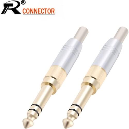 20pcs/10sets 2 in 1 Screw-in Audio Connector 6.35mm male to 3.5mm female jack + 3.5mm Stereo Plug W/Spring Adapter Assembly