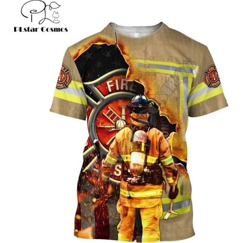 2021 Summer Hipster Men t-shirt Strong Firefighter Art 3D Printed Harajuku Short sleeve T shirt Unisex Casual tops TX0184