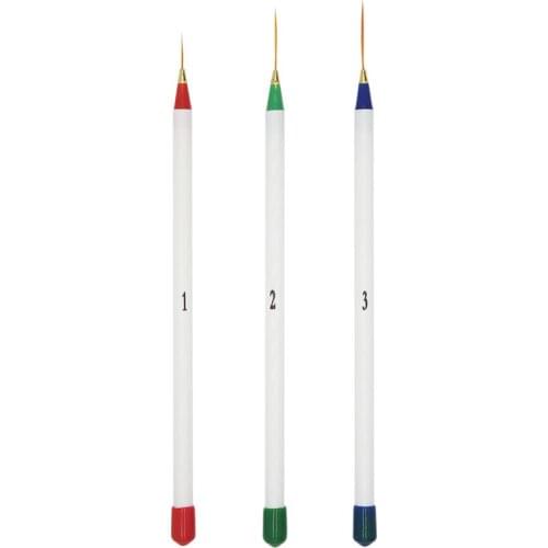 Free Shipping 3 Pcs/Set Nail Art Acrylic Brush Pen Paint Liner Drawing Tips Sable Striping Brushes Painting Dotting Wholesale #4