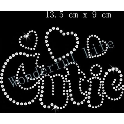 Free shipping Cutie Hearts Iron On Bling Transfer rhinestones motif design