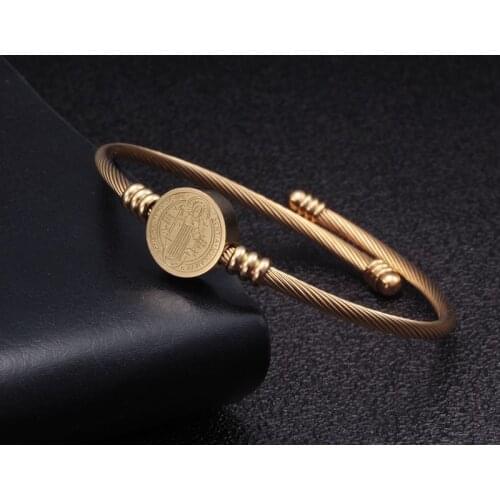 High Quality Virgin Mary Charm Bangles Men Women Stainless Steel Chain Link Cuff Sporty Bracelets Jewelry