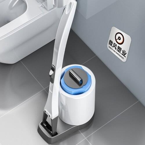 Household simple no dead angle disposable toilet brush set with self cleaning liquid cleaning brush