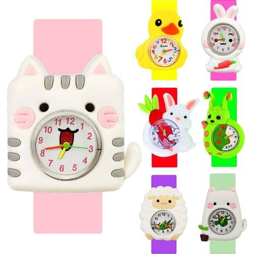 Cat Rabbit Pattern Childrens Watch Fashion Kids Watches 3D Sheep Duck Baby Toy Children Quartz Wrist Watch Boy Girl Gift Clock