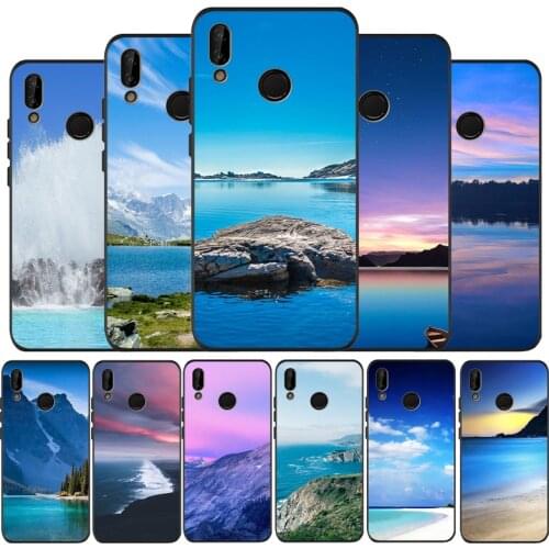 Beach Mountain bule sky black Silicone Phone Case For Huawei honor 30 20 Pro 8 8X 9 10 20 Lite Mate 10 20 30 Lite Pro cover