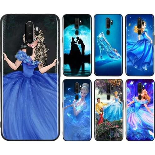 Princess Cinderella For OPPO AX7 A1K A94 A93 A92S A73 A72 A53S A52 A32 A31 A12E A11X A9 A5 2020 Black Soft Phone Case