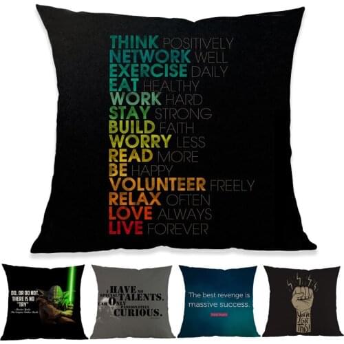 Positive Energy Famous Motivation Quotes Letters Pattern Throw Pillow Case Home Sofa Study Room Office Decorative Cushion Cover