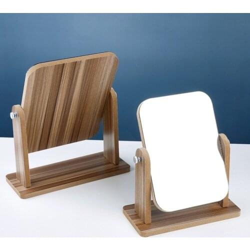 Makeup Mirror Wood Bathroom Accessories European Standable Desktop Decoration Mirror High Clear Standing Cosmetic Dresser Mirror