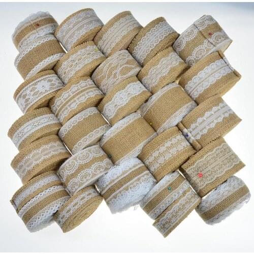 2M 2.5-5cm Natural Jute Burlap Ribbon Rustic Vintage Wedding Decor Hessian Lace Jute Roll Merry Christmas Party Supplies DIY