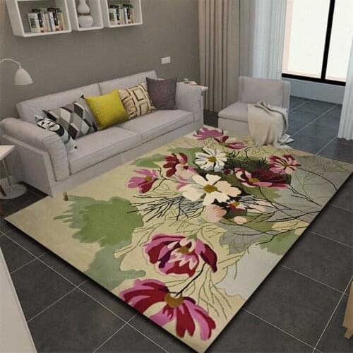 ALITEXTILEBTOC Plus Size Carpet For Home 100% Wool Jacquard Hand Carved Floral Tapis Salon Rectangle Non-slip Parlor Soft Carpet