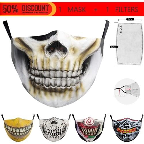 HOT Skull Series Adult Masks Womens Men Unisex Halloween Skulling Cospaly Street Sports Filters Windproof Breathable Party Mask
