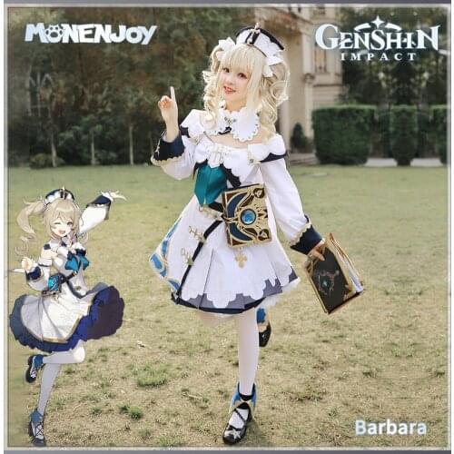 Monenjoy Genshin Impact Barbara Cosplay Game Party Princess Dress Cos Costume