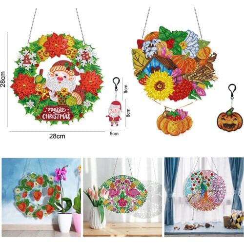Diamond Painting Wreath with LED Light Diamond Embroidery Kit Special Shaped Drill DIY Cross Stitch Art Craft Home Wall Decor
