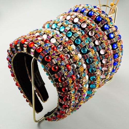 New Bling Rhinestone Headbands Colorful Crystal Hairband Geometric Diamond Padded Headband for Women Luxury Hair Accessories