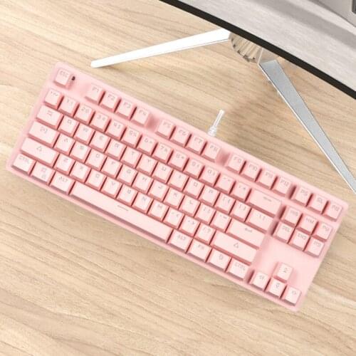 87 Keys Mechanical Keyboard with Blue Switch 2.0 Trigger Keycaps USB Wired Keyboard for Gaming 26 Keys Conflict Free Keyboard