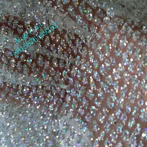 On sale BZL-17911 African tulle embroidery with glued glitter French lace fabric for bridal dress