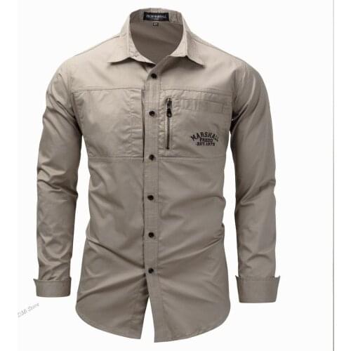 Army Casual Turn Down Neck Shirt 3Xl High Quality Mens Slim Fit Dress Shirts Masculina Business Male Long Sleeves