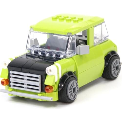 Building Blocks Mini Mr. Beans Green Car Series Figures Bricks Model Educational Compatible With B