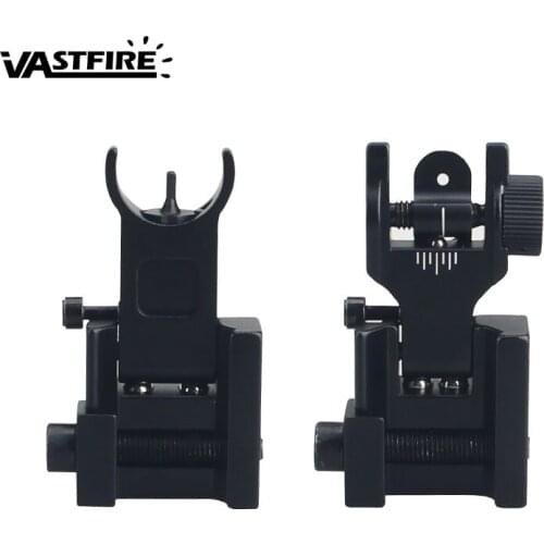 Tactical Low Flip Up Front Rear Iron Sight Set Dual Half Moon Shape BUIS Sights for 20mm Mount of Hunting Rifle Airsoft